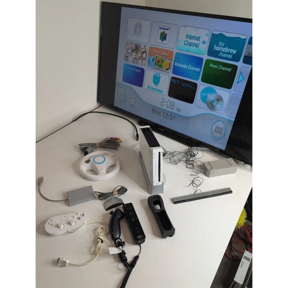 Nintendo Wii RVL-001 GameCube Compatible Console Wii Bundle Wires Wiimote More!